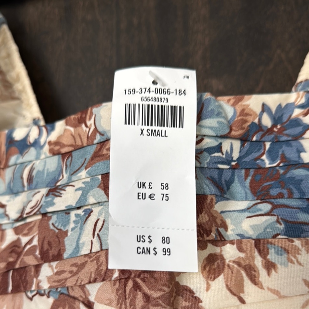 Abercrombie & Fitch Cream Floral Mini Dress with Blue & Brown Print - Picture 2 of 5